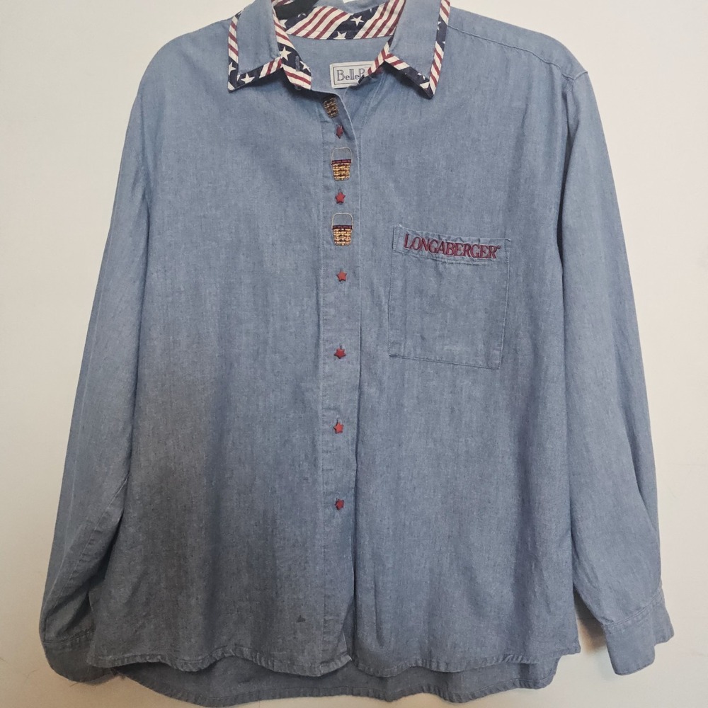Longaberger BellePointe Shirt Basket Americana Large Red White Blue
